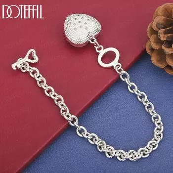 Браслет с подвеской в форме сердца из стерлингового серебра 925 пробы с цирконием AAA, модные свадебные украшения 20CM