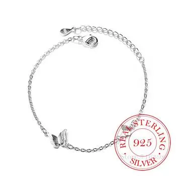 Браслет с подвеской в виде бабочки из стерлингового серебра 925 пробы для женщин, модные ювелирные изделия, подарок на день рождения