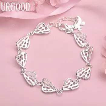 Браслет с подвеской в виде бабочки из полого серебра 925 пробы, модные свадебные украшения 20CM
