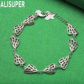 Браслет с подвеской в виде бабочки из полого серебра 925 пробы, модные свадебные украшения 20CM