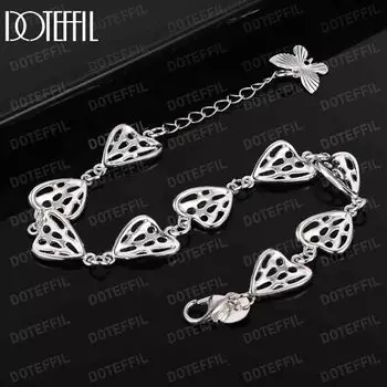 Браслет с подвеской в виде бабочки из полого серебра 925 пробы, модные свадебные украшения 20CM