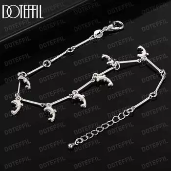 Браслет с подвеской в виде дельфина из стерлингового серебра 925 пробы, модные ювелирные изделия 20CM