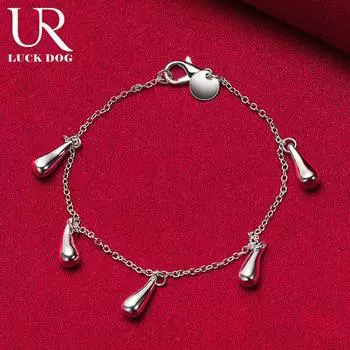 Браслет с подвеской в виде капли воды из стерлингового серебра 925 пробы, модные свадебные украшения 20CM