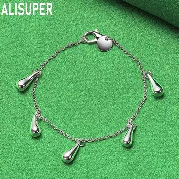 Браслет с подвеской в виде капли воды из стерлингового серебра 925 пробы, модные свадебные украшения 20CM