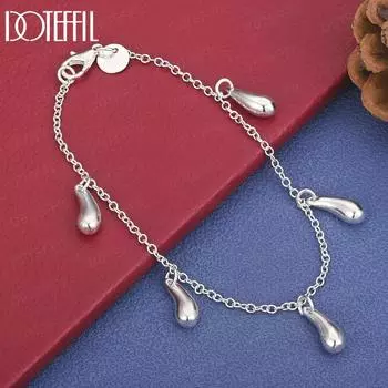 Браслет с подвеской в виде капли воды из стерлингового серебра 925 пробы, модные свадебные украшения 20CM