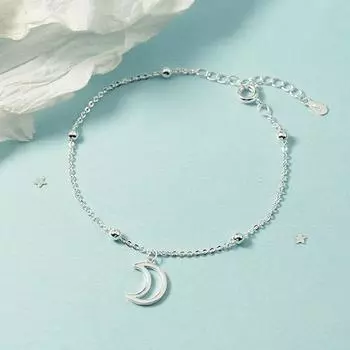 Браслет с подвеской в виде луны из стерлингового серебра 925 пробы и браслет для женщин, вечерние свадебные украшения SL298