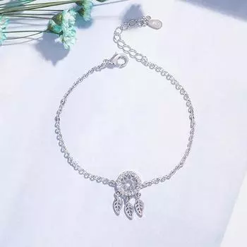 Браслет с подвеской в виде пера ловца снов из стерлингового серебра 925 пробы и ювелирные изделия для женщин и девочек, аксессуары для вечеринок sl193