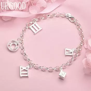 Браслет с подвеской в виде пяти римских цифр из стерлингового серебра 925 пробы, модные свадебные украшения 20CM