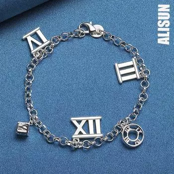 Браслет с подвеской в виде пяти римских цифр из стерлингового серебра 925 пробы, модные свадебные украшения 20CM