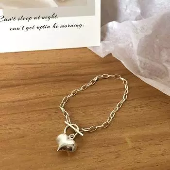 Браслет с подвеской в виде сердца из стерлингового серебра 925 пробы для женщин, свадебная вечеринка, корейские панк-ювелирные изделия, подарки Sl498