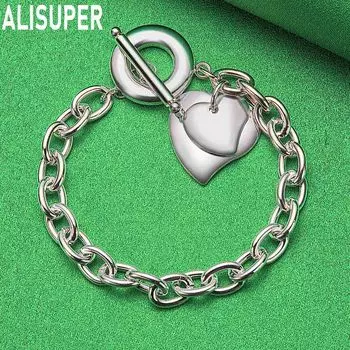 Браслет с подвеской в виде сердца из стерлингового серебра 925 пробы с пряжкой OT, модные свадебные украшения 20CM