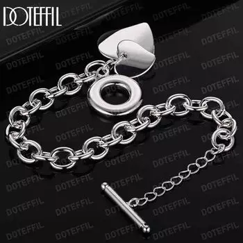 Браслет с подвеской в виде сердца из стерлингового серебра 925 пробы с пряжкой OT, модные свадебные украшения 20CM