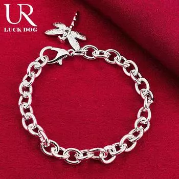 Браслет с подвеской в виде стрекозы из стерлингового серебра 925 пробы с цирконием AAA, модные свадебные украшения 20CM