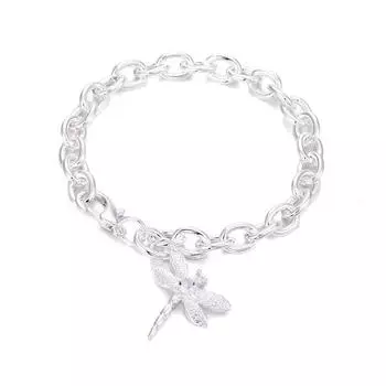 Браслет с подвеской в виде стрекозы из стерлингового серебра 925 пробы с цирконием AAA, модные ювелирные изделия 20CM