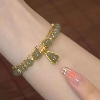 Браслет с подвеской в виде тыквы в китайском стиле для женщин и девочек, двухслойная цепочка, браслет с бусинами на удачу, ювелирные изделия, подарок на вечеринку