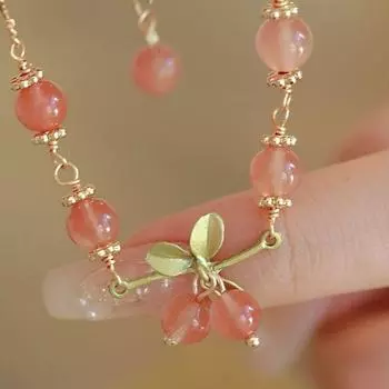Браслет с подвеской в виде вишни и орхидеи, изысканный шарм, бусины, кольцо для руки, браслет в новом китайском стиле, подарок Cherry
