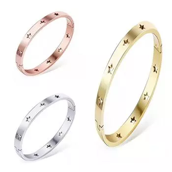 Браслет с полой пряжкой из титановой стали с пентаграммой, модный и универсальный браслет с покрытием 18K для женщин, ювелирные изделия в стиле Ins 18K серебряный