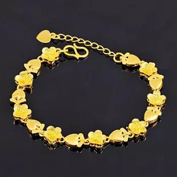 Браслет с позолотой Full Heart для женщин, песочно-золотой браслет Love Watch с имитацией золотого браслета Heart