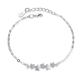 Браслет с пятиконечной звездой, корейское издание, упрощенный и модный браслет с кристаллами циркона, серебряные украшения для рук Adjustable size