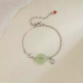 Браслет с пряжкой из нефрита Хотан: Элегантный ретро-дизайн 2023 года для женщин. Blessing Key Peace Buckle Bracelet (White Jade)