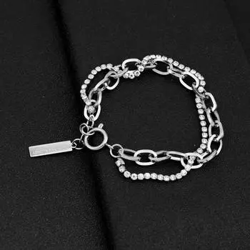 Браслет с пряжкой из пружинной цепи, модный браслет Ins Neutral Fengshui, мужской и женский браслет 17+4cm