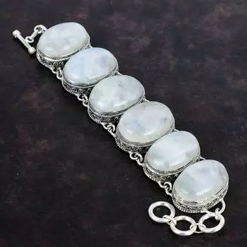 Браслет с радужным лунным камнем, ювелирные изделия из натурального драгоценного камня, браслет из стерлингового серебра 925 пробы, регулируемый браслет-цепочка, винтажный браслет, ювелирные изделия ручной работы