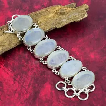Браслет с радужным мистическим опалом, ювелирные изделия с мистическим опалом, ювелирные изделия из стерлингового серебра 925 пробы, браслет из драгоценных камней, браслет-цепочка ручной работы, подарок для жены 8 Inches With Adjustable белый