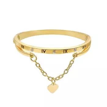 Браслет с римскими цифрами в европейском и американском стиле с кисточками в форме сердца - модный подарок в стиле TikTok розового золота