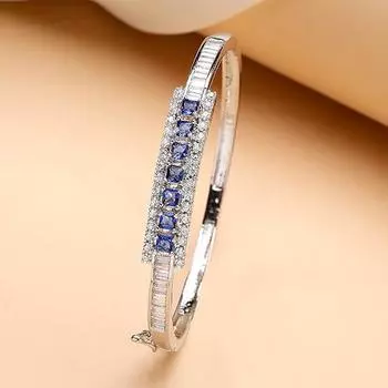 Браслет с родиевым покрытием, посеребренный, современный, американский, бриллиантовый, латунный, в стиле Када, открывающийся браслет для женщин и подарок для девочек