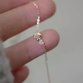 Браслет с розой из стерлингового серебра S925 Loving Heart, женский, изысканный и универсальный тонкий браслет в японском и корейском стиле с бриллиантами 925
