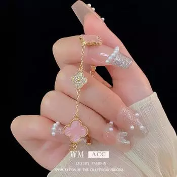 Браслет с розовым цветком фритиллярии из настоящего золота с гальваническим цирконом, универсальный темперамент, легкая роскошь и ощущение высокого класса розовый