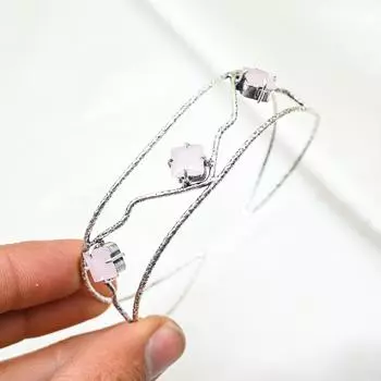 Браслет с розовым халцедоном и драгоценными камнями, браслет ручной работы из цельного серебра 925 пробы, ювелирные изделия последнего дизайна Adjustable розовый