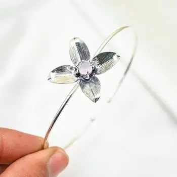 Браслет с розовым халцедоном и драгоценными камнями, браслет ручной работы из цельного серебра 925 пробы, ювелирные изделия последнего дизайна Adjustable розовый