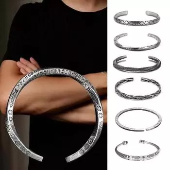 Браслет с рукавом, регулируемое украшение на запястье, ретро антикоррозийный мужской браслет, мужские ювелирные изделия