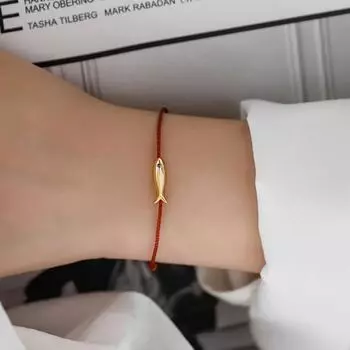 Браслет с рыбками из красной нити для женщин, симпатичная рыбка, регулируемый браслет из синей нити, ювелирные изделия ручной работы, минималистичные этнические украшения красный