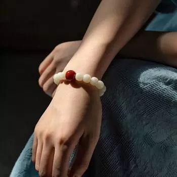 Браслет с семенами Бодхи для женщин, множество драгоценностей из белого нефрита Браслет с корнем Бодхи для мужчин, ручной