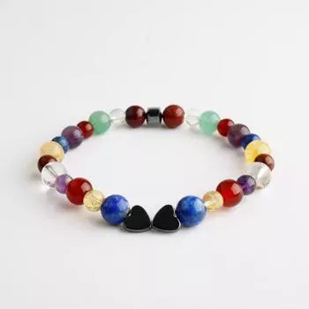 Браслет с сердечной чакрой Аметист, гранат, агат, кварц, лазурит, цитрин