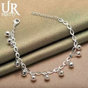 Браслет с шариками из жемчуга и серебра 925 пробы, модные свадебные украшения 20CM