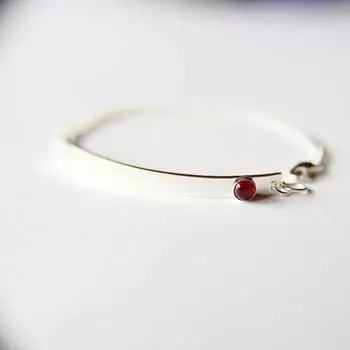 Браслет с стержнем из камня рождения, браслет с стержнем, ювелирные изделия с камнями рождения, браслет с табличкой из камня рождения, браслет с табличкой из серебра, подарок Free Size красный