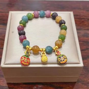 Браслет с турмалином натурального цвета, женский летний нишевый светильник, роскошный колокольчик с подвеской в виде орхидеи, ручная веревка для подруги, подарок Bestie 2