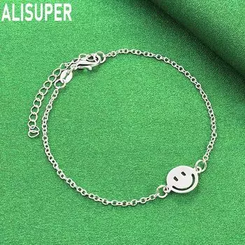 Браслет с улыбающимся лицом из стерлингового серебра 925 пробы, модные свадебные украшения 20CM
