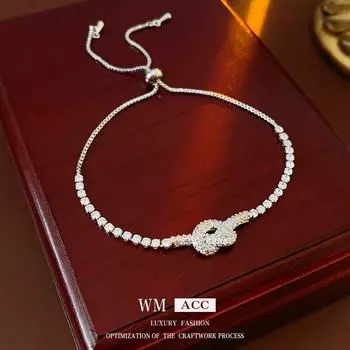 Браслет с узелками из циркония: Регулируемые, настоящие золотые гальванические, простые, высококачественные ювелирные украшения для женщин. Knot, Real Gold Electroplating золотой