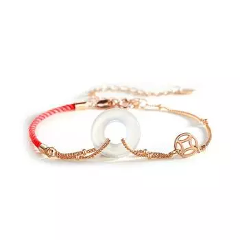 Браслет с защитной застежкой из стерлингового серебра 925 пробы, женский ретро-китайский шикарный кулон из халцедона, год жизни, красная веревка, ручная веревка, геометрические ручные украшения Adjustable size