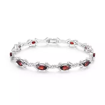 Браслет из стерлингового серебра 925 пробы с застежкой из натурального красного граната mq 4*8 мм креативный дизайн изысканные украшения для женщин хороший подарок B00106 length:19cm красный