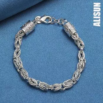 Браслет с застежкой-карабином из стерлингового серебра 925 пробы, модные свадебные украшения 20CM