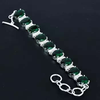 Браслет с зеленым турмалином, браслет из стерлингового серебра 925 пробы, браслет с регулируемой цепочкой, браслет ручной работы в стиле бохо, украшения с турмалином, подарки для жены 8 зелёный