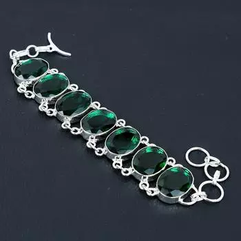 Браслет с зеленым турмалином, ювелирный браслет из стерлингового серебра 925 пробы, ювелирный браслет с зеленым турмалином для женщин, подарки для нее 8 зелёный