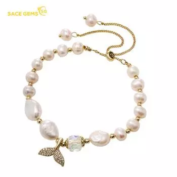 Браслет SACE GEMS Fishtail из медного сплава с цирконом — стильный и изысканный свадебный подарок для подруги синий