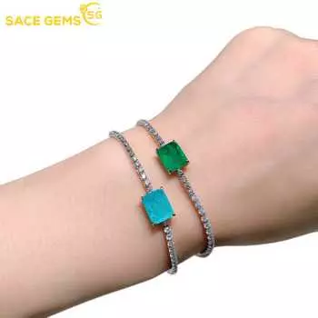 Браслет SACE GEMS из медного сплава с цирконом — стильный и изысканный свадебный подарок для подруги зелёный