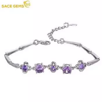 Браслет SACE GEMS из медного сплава с цирконом — стильный и изысканный свадебный подарок для подруги фиолетовый